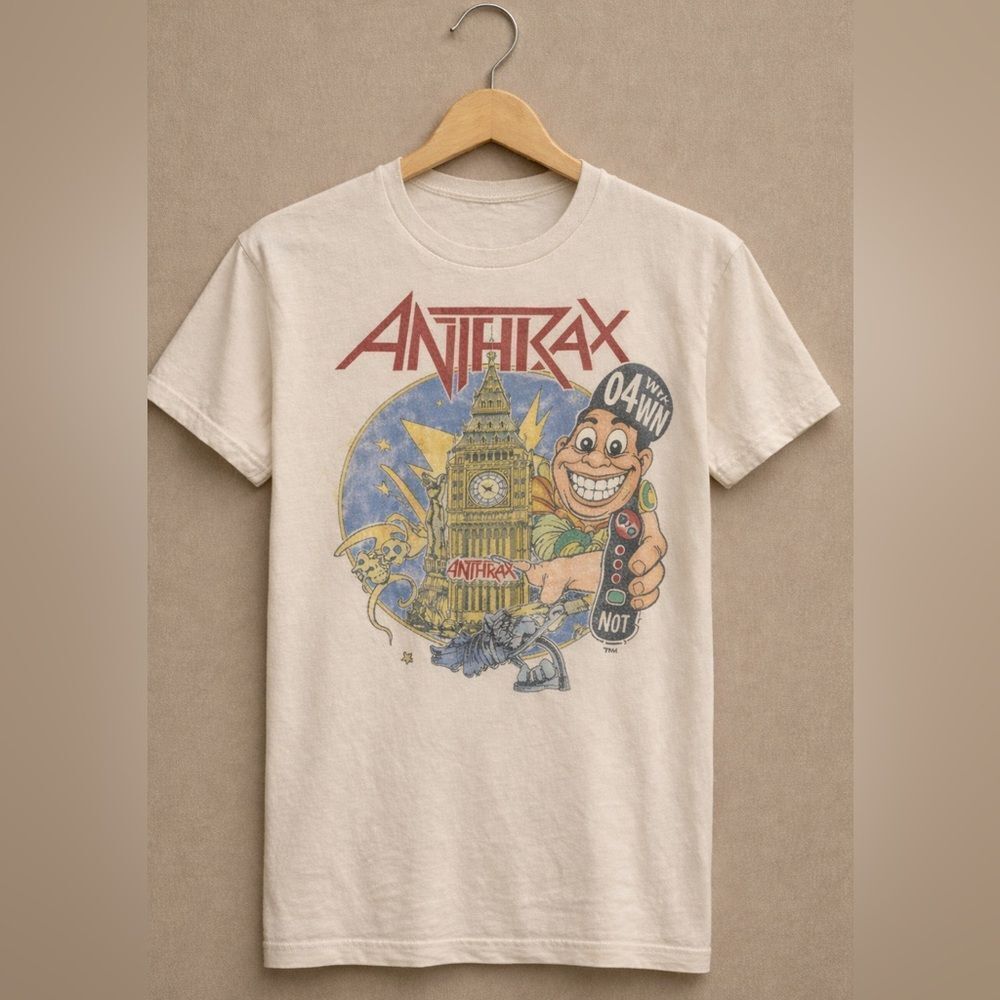 Vintage Screen Stars Anthrax Men’s London Big Ben Tour Graphic T-Shirt Medium